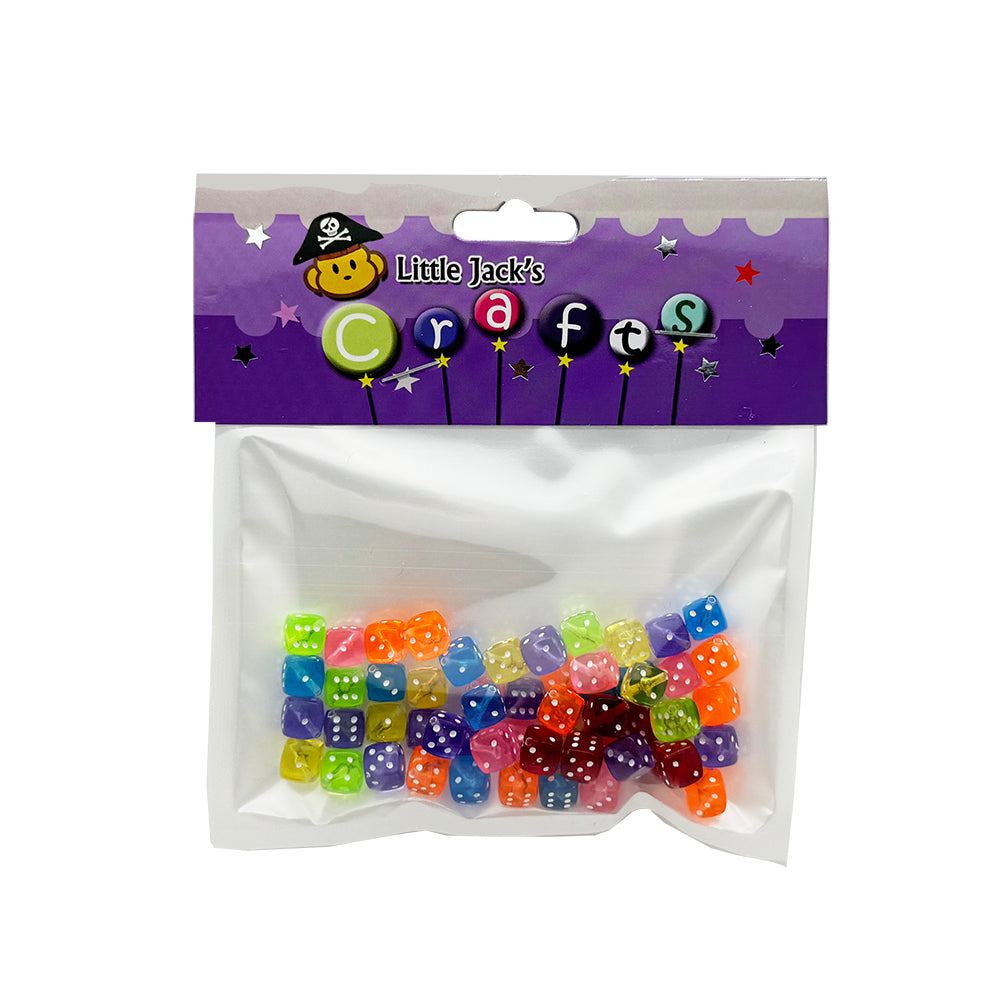 🎲 Colorful Dice Beads – Mini Cube Craft Beads (Approx. 25g) in colorful packaging, ideal for DIY crafts and jewelry making.
