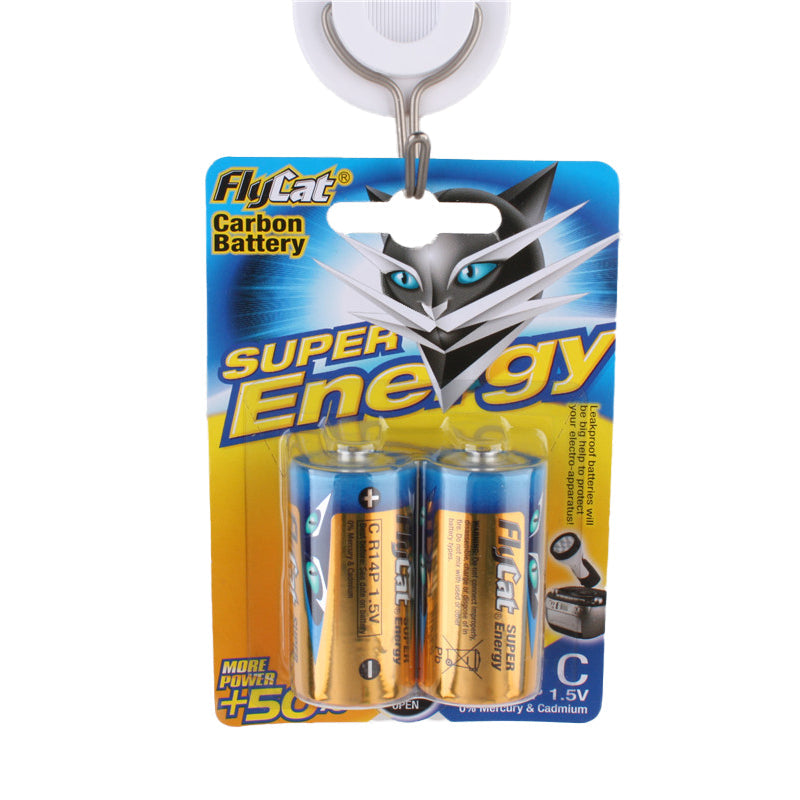 C Battery pack with FlyCat Carbon Battery branding, ideal for medium-drain devices like toys and flashlights.