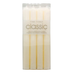 Classic Taper Candles White(4PCS/2.2*20CM) in clear packaging, unscented, ideal for elegant occasions.