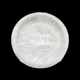 Happy Birthday G.Plate(18CM,10PCS) - round party plate with elegant design for birthday celebrations.
