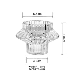 Crystal Glass Candle Holder – Dual-Sided Elegant Design (40ml) dimensions with height 5.8cm and width 5.4cm.