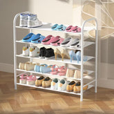 Multi-Tier Shoe Rack – Space-Saving Organizer displaying various shoes in a stylish arrangement.
