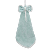 Ribbon Kitchen Hanging Towel in mint green with white bow, perfect for adding charm to your kitchen decor.
