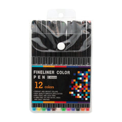 Fine Pen(12PCS) packaging featuring 12 vibrant fine-liner pens in various colors for precise writing and drawing.