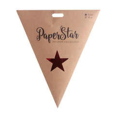 Shiny Star Banner – Kraft Paper Party Decoration packaged with a red star on a kraft paper background.