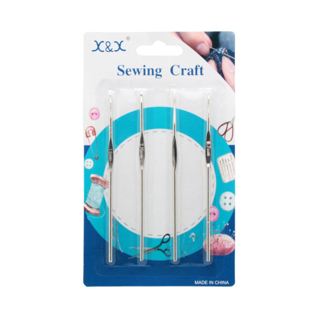 Sewing Craft Needles Set – 4pcs Stainless Steel Hand Sewing Needles in packaging, perfect for embroidery and crafts.