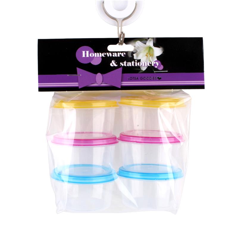 Mini Plastic Container (Round/6PCS) set of 6 colorful round containers with lids for organizing small items.