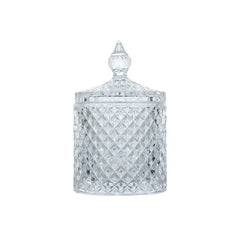 Vintage-Style Glass Candy Holder with Lid – Crystal Cut Design