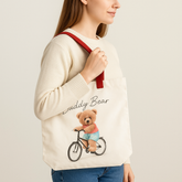 👜 Tote Bag (Small) – Teddy Bear on a Bike