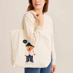 🧸 Tote Bag (L) – Teddy Bear Style