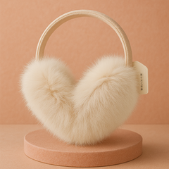Winter Ear Muffs – Soft & Warm for Cold NZ Days in soft faux fur on a display stand.
