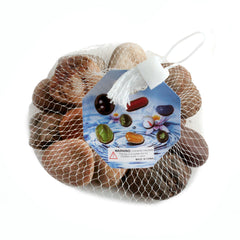 Brown Stone Big (500G) - A bag of natural decorative stones in a net packaging.
