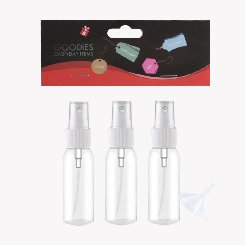 Spray Bottle(3PCS) – Set of three clear spray bottles with fine mist nozzles and funnel for easy filling.