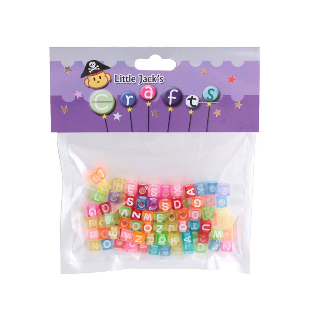 🔠 Colorful Alphabet Beads – A–Z Cube Letter Beads for DIY Crafts(6*6*6MM/Approx.25G) in clear packaging.