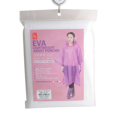 Premium EVA Adult Poncho (QW) – Reusable & Waterproof packaging with model wearing poncho.