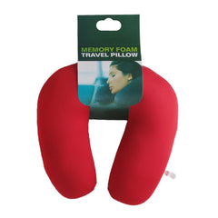 ✈️ Foam Neck Pillow – Comfort on a Budget, red memory foam travel pillow for neck support.