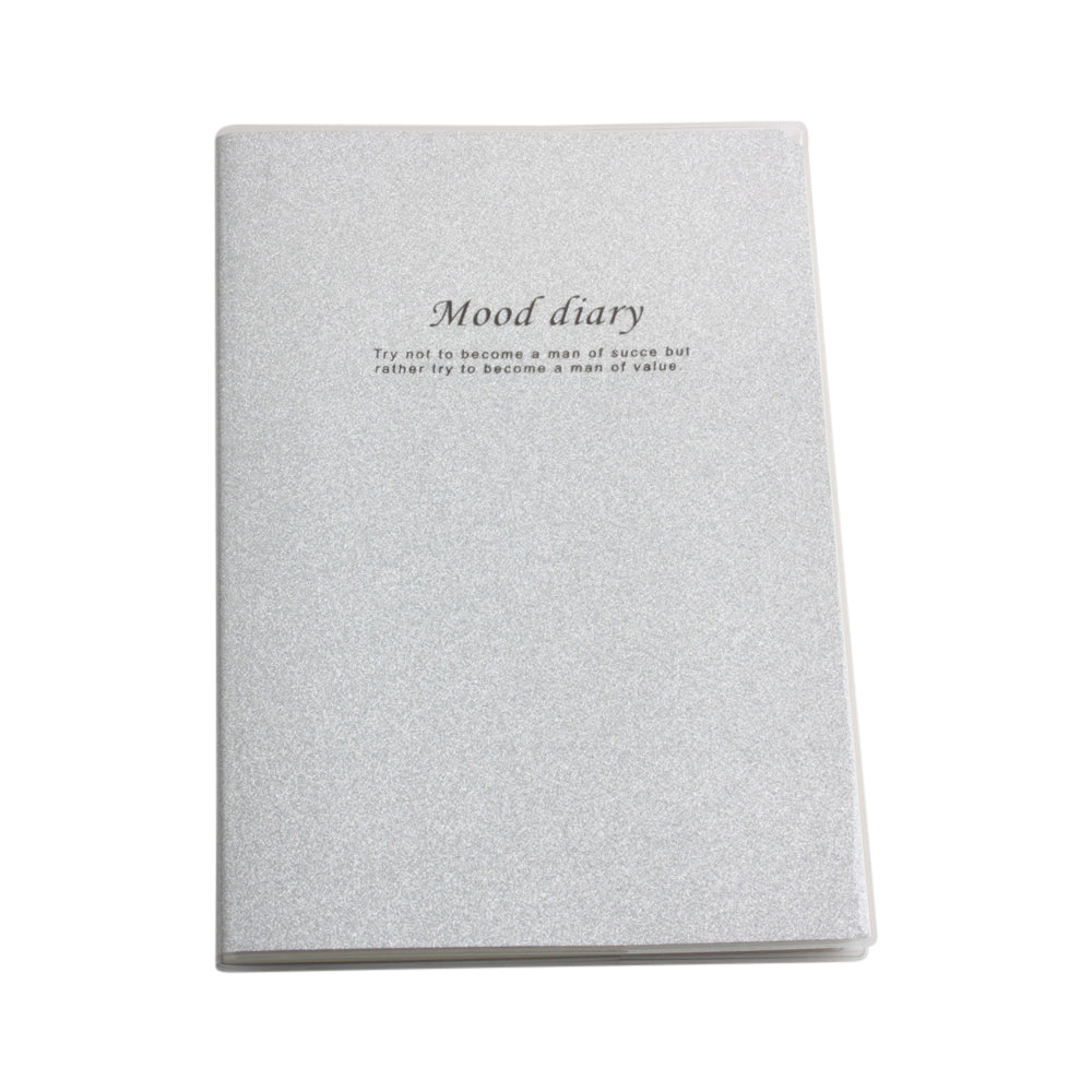 Glitter Note Pad(18K/17.5*24.2CM) featuring a shimmering silver cover with a motivational quote.