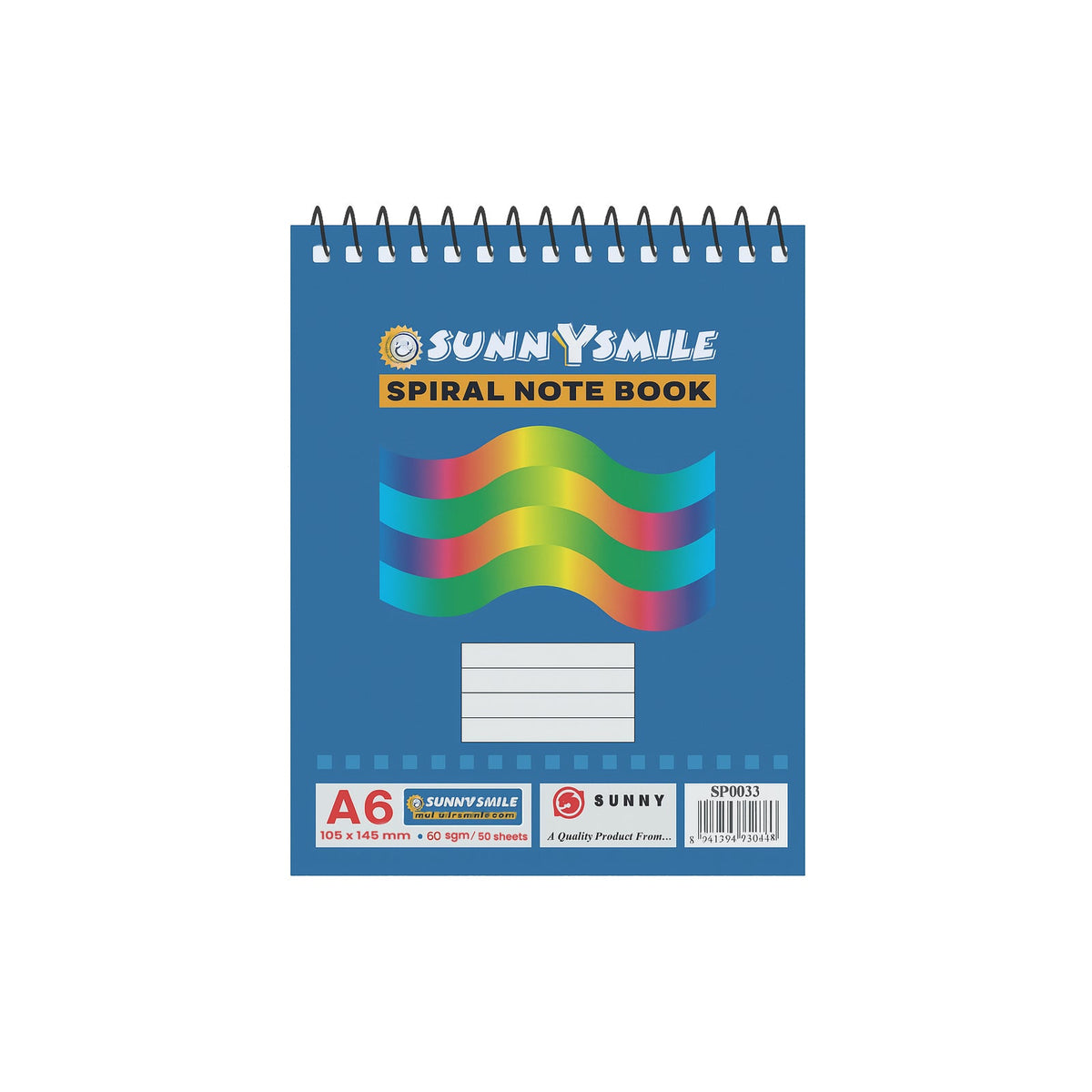 Spiral Note Pad(A6) featuring a colorful design with spiral binding and space for notes.