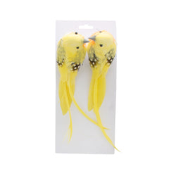 Feather Fake Bird – Decorative Plant Companion(2PCS/24A030) featuring two charming yellow fake birds.