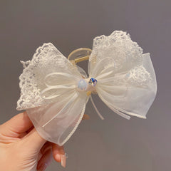 Lace Bow Hair Clip – Assorted with Jewel or Pearl Accent showcasing a delicate lace design and pearl centerpiece.