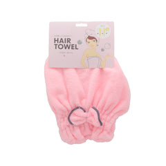 Pink hair towel with S.Ribbon packaging, perfect for drying hair quickly and efficiently.