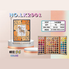 Eyeshadow 96 product showcasing palette design and dimensions on display.