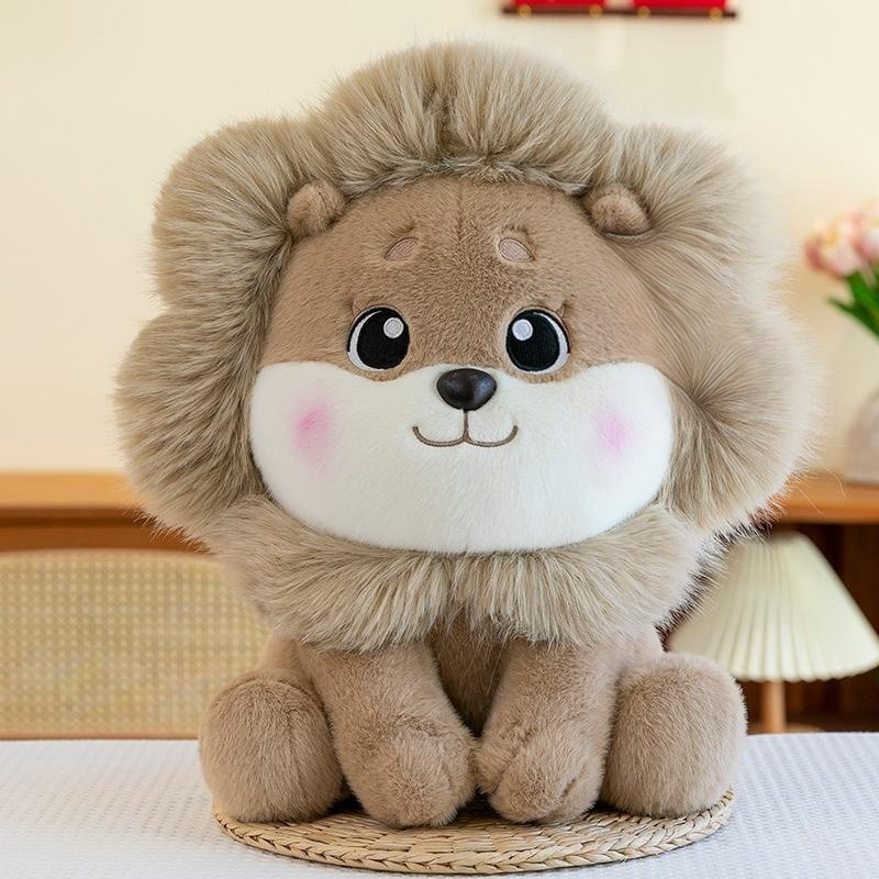 Cute Plush Lion Stuffed Animal Toy(35CM) with fluffy mane and friendly expression, perfect for kids.