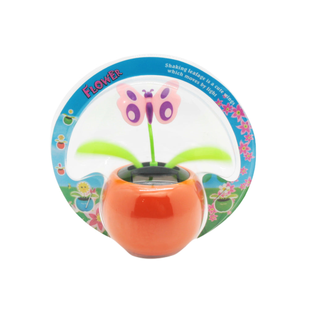 Solar Dancing Flower Pot Toy featuring a colorful design with a butterfly flower in a vibrant pot.