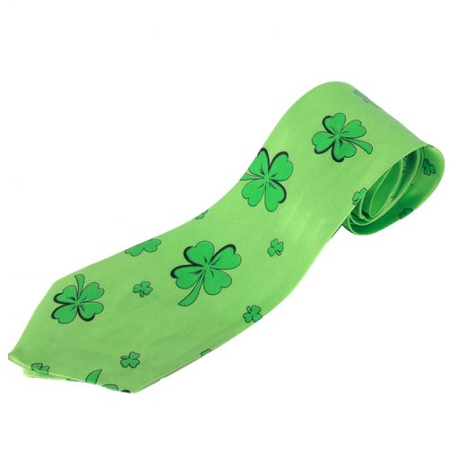 Clover Necktie featuring vibrant green color and playful clover patterns for a stylish look.