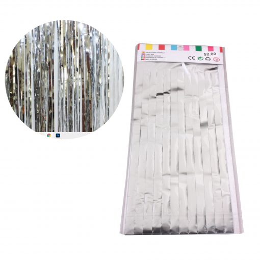 SP-Hanging Paper Banner(G.S) displaying shiny silver streamers for festive decorations.