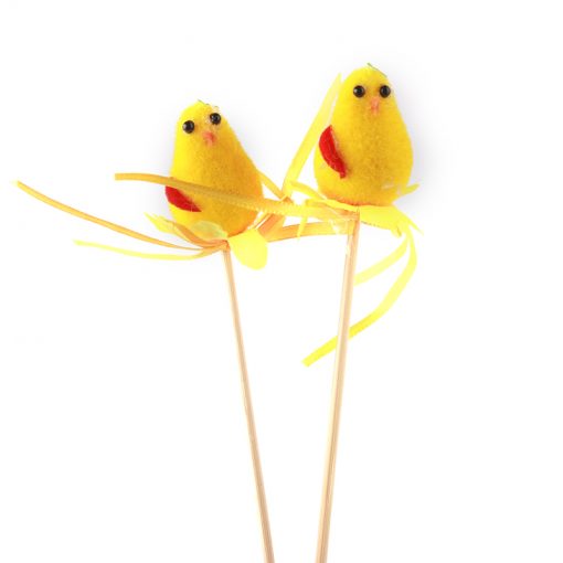 Easter Chicks(2PCS/S) (16*4.5*2CM) - cute yellow decorative chicks on sticks for Easter celebrations.