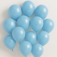Q.Balloon(20PCS)L.Blue pack of light blue balloons stacked together for celebrations and events.