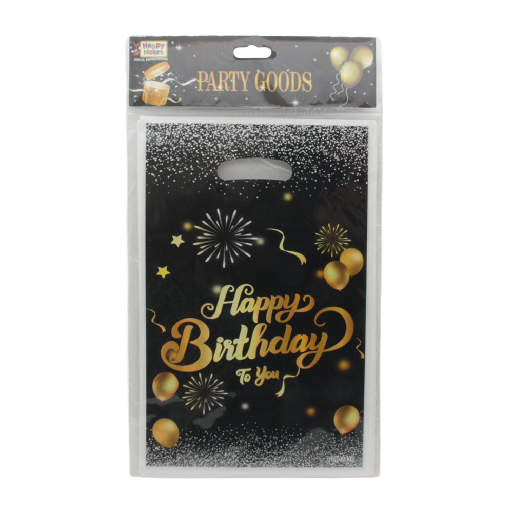 🎁 Birthday Party Loot Bags – Fun & Festive! (16*25CM/10PCS) colorful loot bags with birthday design and gold accents.