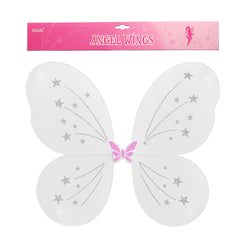 🌈 Angel Wings for Kids – 6 Dreamy Colors!(48*38CM) featuring lightweight white design with sparkly stars and pink accents.