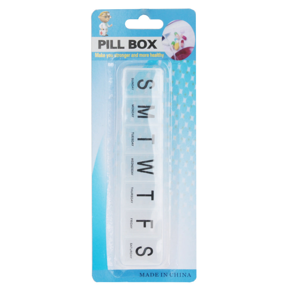 A week Pill Case(7 days) with compartments for each weekday, compact and travel-friendly design.