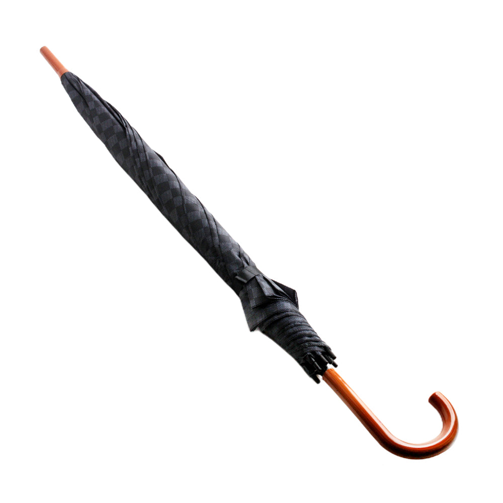 ☔ Long Handle Umbrella – Classic Pattern (Assorted Styles)(Q) with a curved wooden-style handle and durable frame.