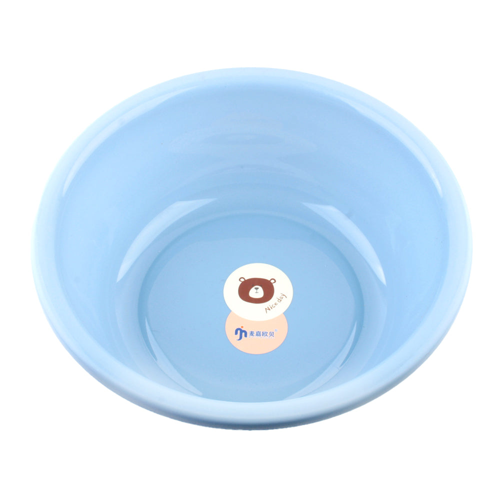 Multipurpose Plastic Basin (Ø34×12cm) in soft blue color with cute bear graphic for versatile use.