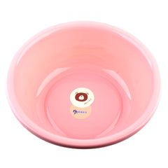 Multipurpose Plastic Basin (Ø34×12cm) in soft pink color with cute bear graphic, ideal for washing and cleaning.