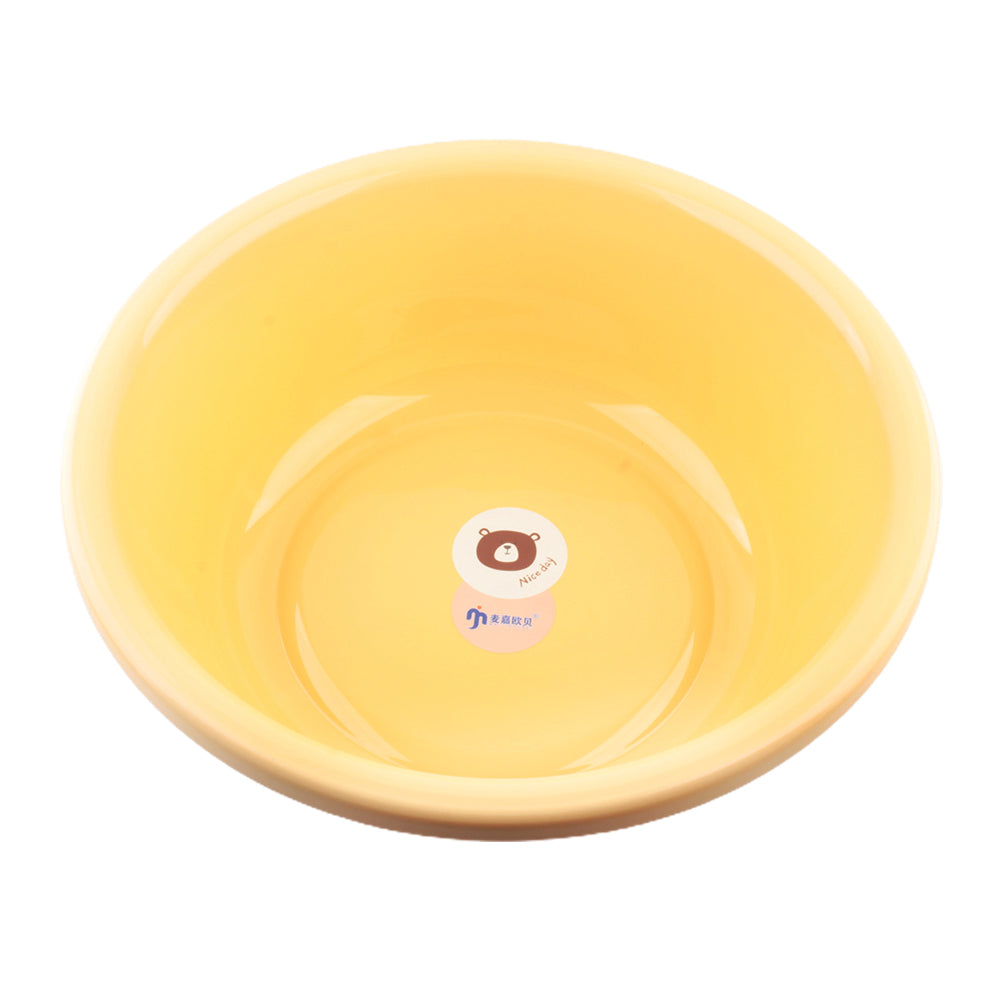 Multipurpose Plastic Basin (Ø39×14cm) in yellow with cute bear print, lightweight and durable for household use.