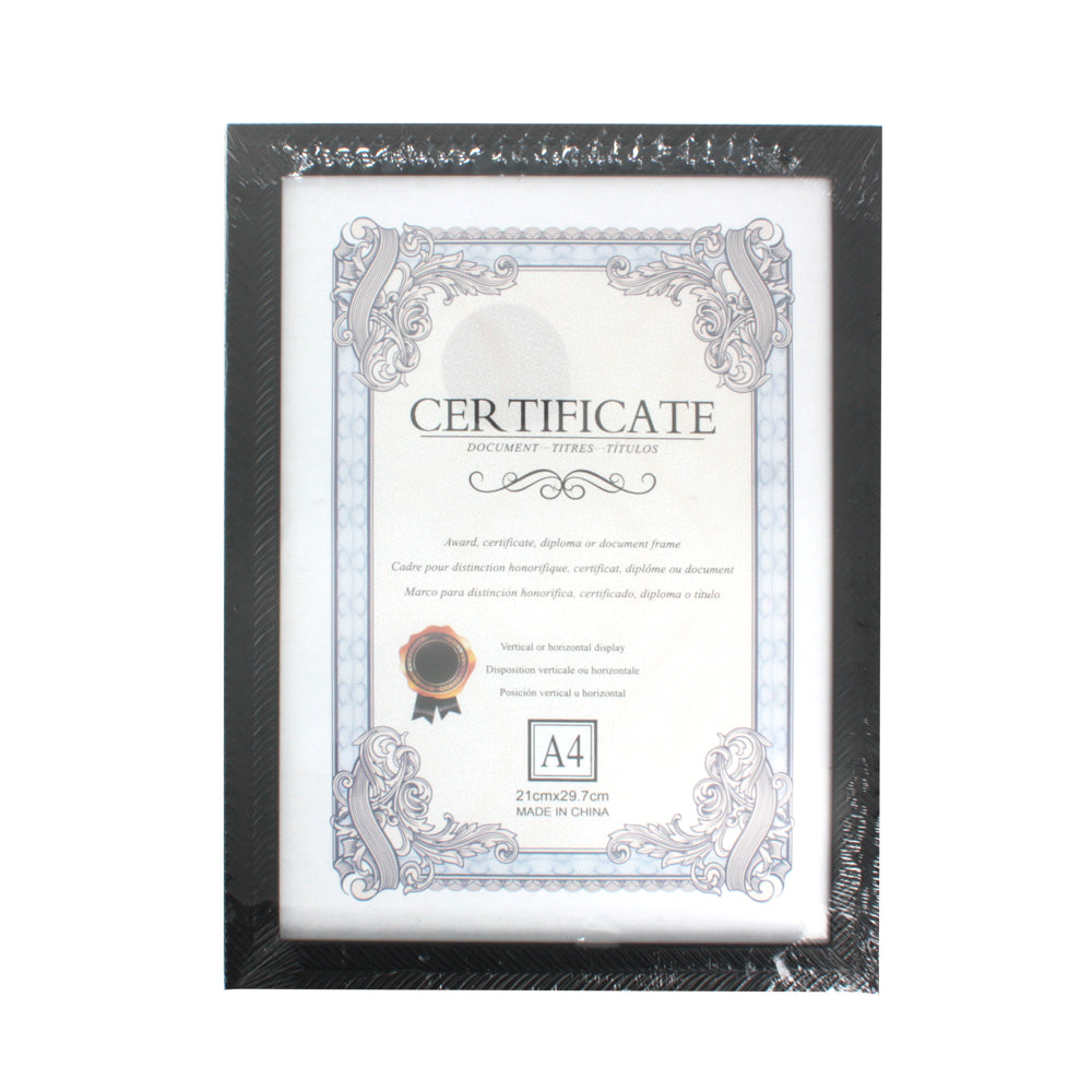 A4 Photo Frame – Modern Display Frame(A4) displaying a certificate in an elegant design.