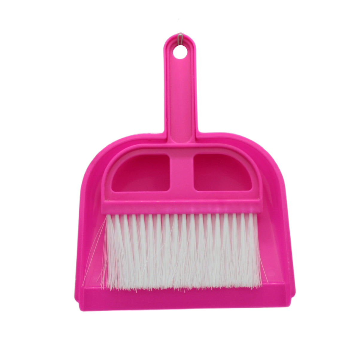 Mini Broom Set featuring a pink dustpan and brush for easy cleaning in small spaces.