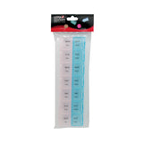 Pill Case 2 Weeks with 14 compartments and color-coded lids for easy identification and storage.