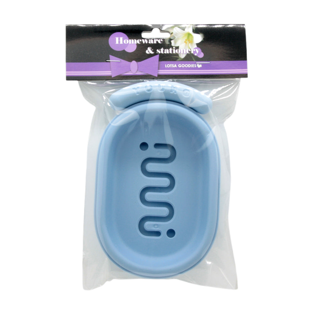 Soap Container Tray in light blue packaging, perfect for organizing soap and reducing residue.