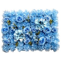 🌈 Multicolor Luxury Flower Wall Panel – Mixed Bloom Series(40*60CM/White) featuring vibrant blue roses and hydrangeas.