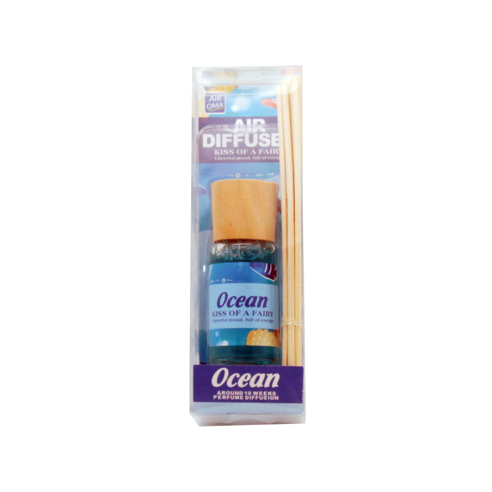 Reed Diffuser – Long-Lasting Home Fragrance with Natural Scent (Rose / Lavender / Ocean) in Ocean scent packaging.