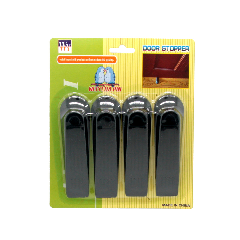 Door Stopper(4PCS) - Set of four black door stoppers for home use, packaged in a convenient blister pack.