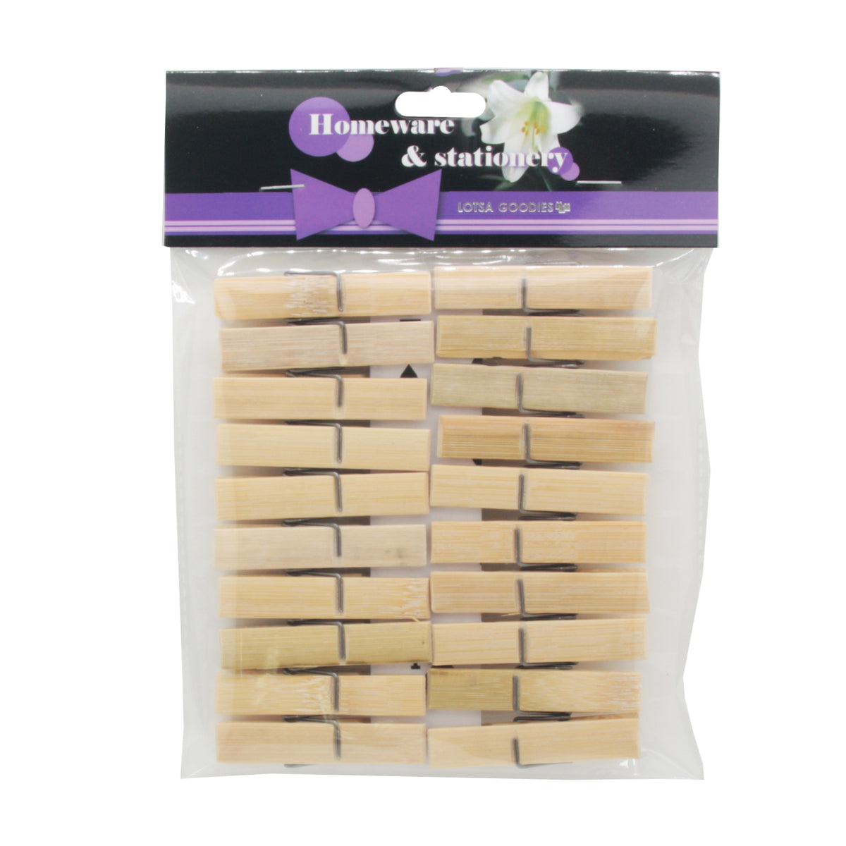 Natural Bamboo Laundry Pegs(20PCS/6CM) packaged for home use.