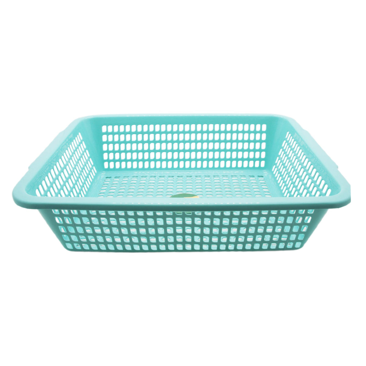 Plastic Washing Basket(42*31.5*11CM) in teal color, ideal for laundry and organizing.