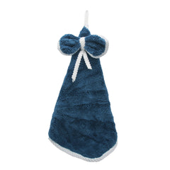 Ribbon Kitchen Hanging Towel in blue with a decorative bow, perfect for kitchen decor and functionality.