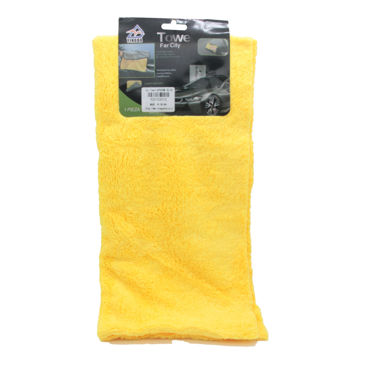 Car Towel(40*40CM) in bright yellow, perfect for drying cars and absorbing moisture efficiently.